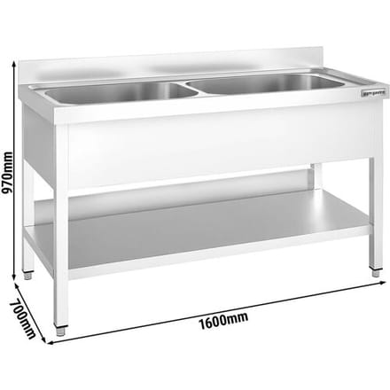 GGM Gastro Topfspültisch PREMIUM - 1600x700mm - mit 2 Becken