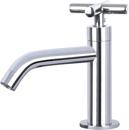 Differnz Wastafelkraan Gebogen met Kruisgreep – Kraan Koud Water – Toiletkraan – Chroom