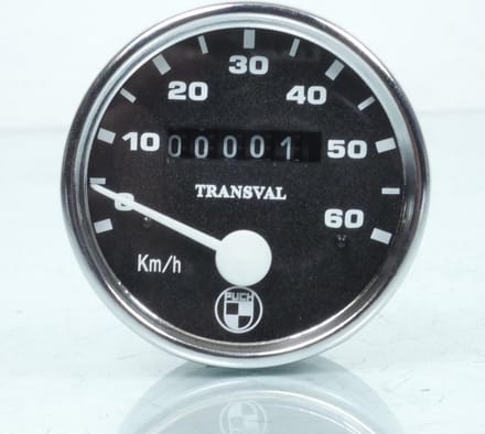 Compteur Transval 60Km/h Ø60mm pour mobylette Puch 50 Neuf