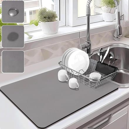 Drying Mat for Kitchen Countertops, Coffee Mat Hide Stain Rubber Backing Absorbent Dish Drying Mat, Super Absorbent - ShopVlot