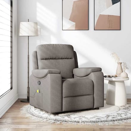 vidaXL - Massagestoel - verstelbaar - stof - taupe