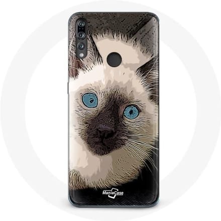 Coque pour Huawei p30 lite Chat Siamois Noir et blanc aux Yeux Bleus