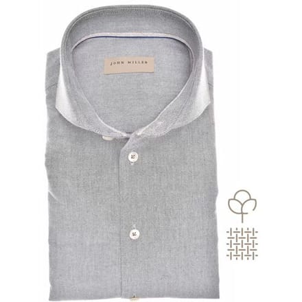 John Miller Overhemd Cutaway Collar Flanel Extra Long Sleeve Mouwlengte 7 Donker Grijs / male