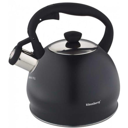 Klausberg 7428 - Fluitketel - RVS - 2 liter - zwart