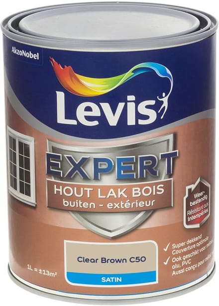 Levis - Expert Hout Lak Buiten Satin Mix - Clear Brown C50 - Mengverf - 1 L