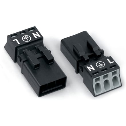 Wago 890-213 3-Pool Mini Connector Zwart - 890-213 [2 Stuks]