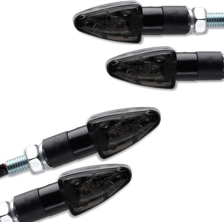 4x Universele Mini LED Knipperlichten Zwart Getint E-Keurmerk Motorfiets Scooter Quad