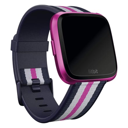 Woven band Fitbit Versa / Versa 2 / Versa Lite - Maat S - Navy / Mulberry bandje - Geschikt voor Fitbit Versa/ Versa 2/ Versa Lite - Meerkleurig