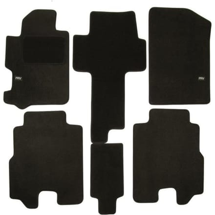 Tapis de sol - Logo - Honda FRV - Velours noir - 6 pièces - Ajustement précis