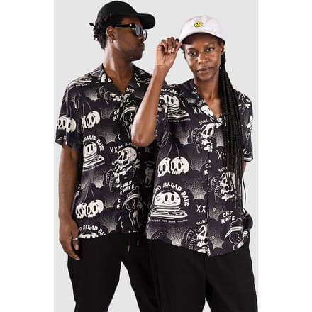 The Dudes Dark Pattern Hawaiian Shirt zwart