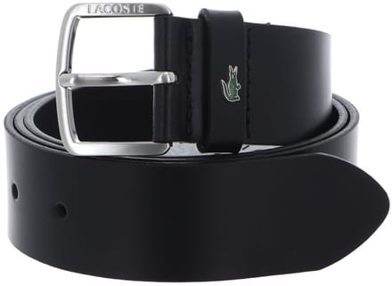 LACOSTE Leren Riem Plain Leather Belt W100 Noir Zwart