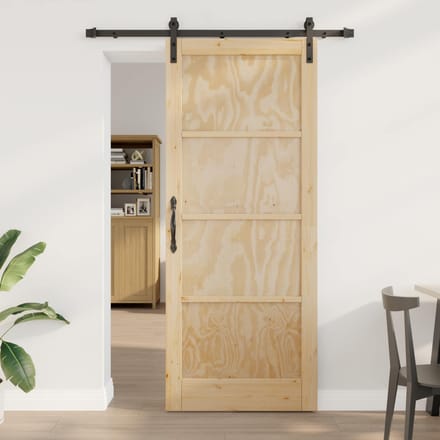 vidaXL - Schuifdeur - Naturel - 86 - x - 211 - cm - Massief - grenenhout
