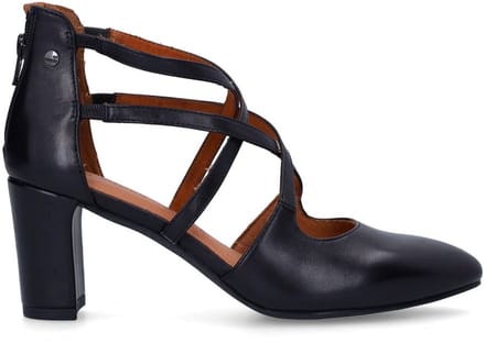 No Stress - Dames - Zwarte leren pumps met ritssluiting - Maat 37