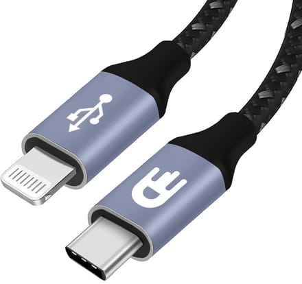 Drivv USB C Oplaadkabel - USB C naar 8 Pin Kabel - Snellader - Oplader kabel - Nylon - Grijs - 2 meter