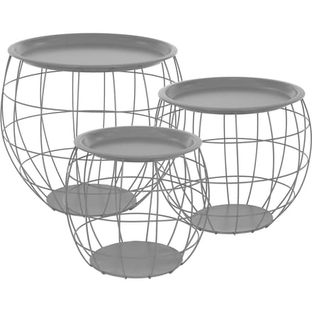 Bijzettafelset van 3 grijs metaal ML Design