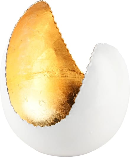Dekoratief | Theelichthouder open bol, goud/wit, metaal, 9x18x18cm | A248254