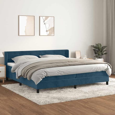 vidaXL - Boxspring - met - matras - fluweel - donkerblauw - 200x200 - cm