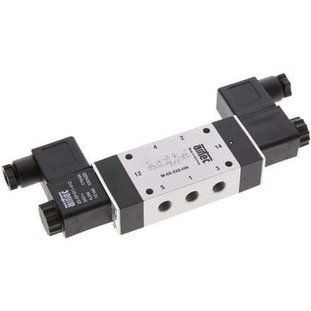 5/2 G1/8'' Bi-Stabiel Magneetventiel 12V DC 2-10bar/28-140psi Airtec
