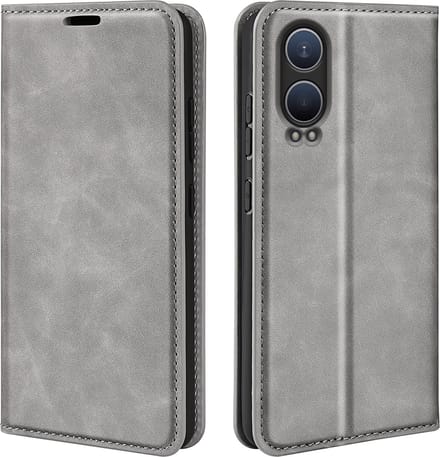 MobyDefend Hoesje - Geschikt voor OnePlus Nord CE 4 Lite - Luxe Wallet Bookcase (Magnetische Sluiting) - Grijs