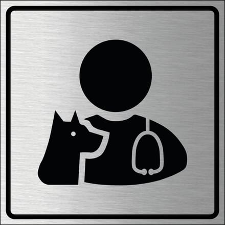 Dierenarts bordje, geborsteld aluminium 150 x 150 mm