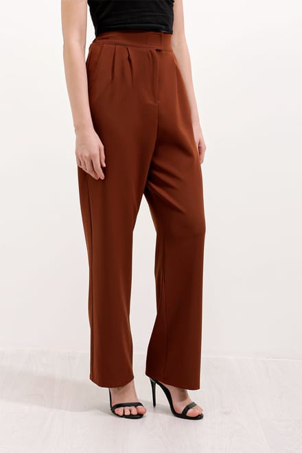 Hoge Taille Wijde Pijpen Geplooide Satijnen Broek