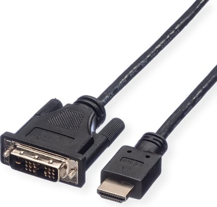 ROLINE Monitorkabel DVI (18+1) - HDMI, M/M, zwart, 1,5 m