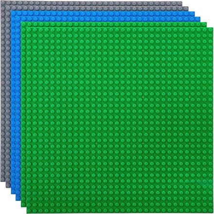 Set van 6 basisplaten - blauw, groen & grijs - 25,5 x 25,5 cm