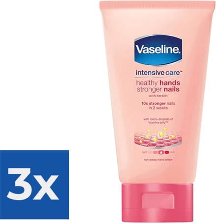 Vaseline Handcreme - Healthy hands & stronger nails 75 ml - Voordeelverpakking 3 stuks