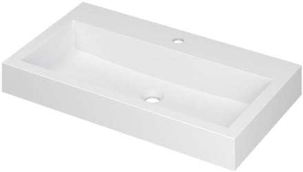 INK Momento Wastafel Polystone met 1 Kraangat - 800x450x90 mm - Mat Wit