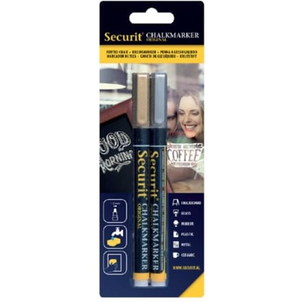 Kreidemarker Securit SMA-100 rund 1-2mm gold/silber sortiert 2 Stück