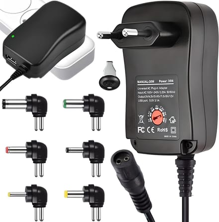 Dailygoody - Universele voeding - 12V adapter - Regelbare spanning