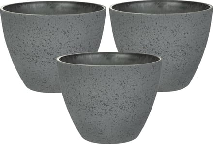 Ter Steege Bloempot/plantenpot - 3x - buiten - antraciet - D13/H12 cm