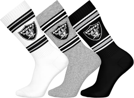 NFL LAS VEGAS RAIDERS Crew Socks - 3-pack - Wit/Grijs/Zwart - Maat 35/38