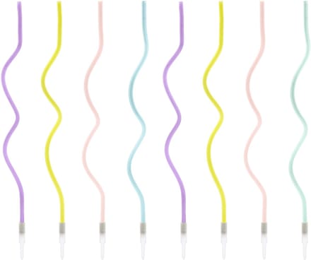 PartyDeco Verjaardagskaarsen Krul Pastel 14cm pk/8