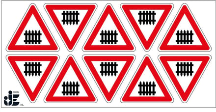 Spoorwegovergang sticker - J10 | 5 cm - 10 stuks per vel