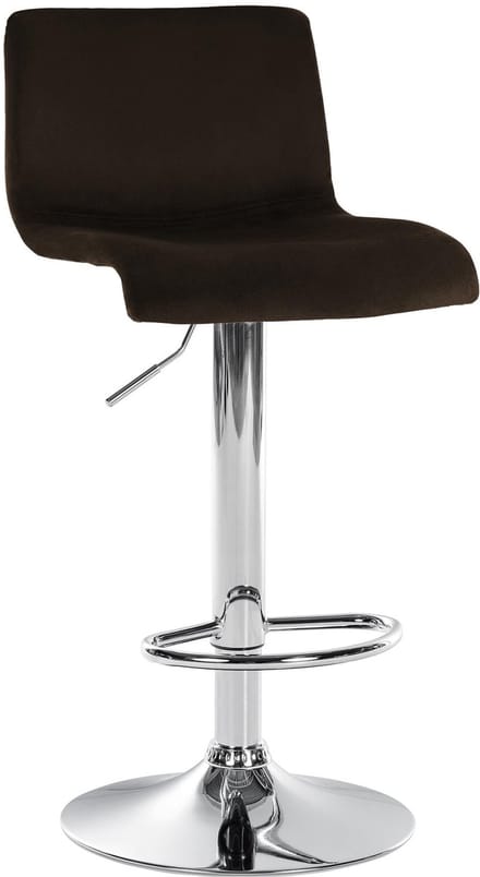 CLP Barkruk Hover - met rugleuning - verstelbaar - draaibar - metalen frame - fluweel - chroom/bruin