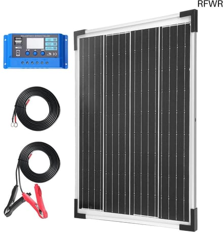 Zonnepaneel Systeem - Energie Set - Netonafhankelijk Laden - Complete Installatie - 20 Watt - Zwart