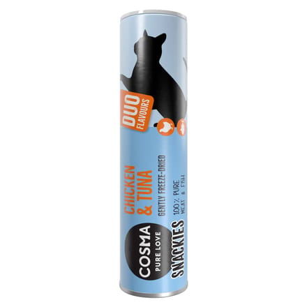 130g Snackies DUO 5 x Kippenborst & Tonijn Cosma Kattensnacks