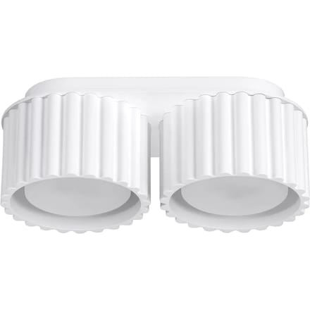 Plafondlamp AURA 2 met 2 geribbelde spots naast elkaar - Sollux Lighting - IP20 - Wit aluminium behuizing - 21 x 10 x 8 cm - 2 x GX53 LED, exclusief lichtbron - 2 x 10 W - Minimalistische plafondlamp voor woonkamer, slaapkamer en eetkamer