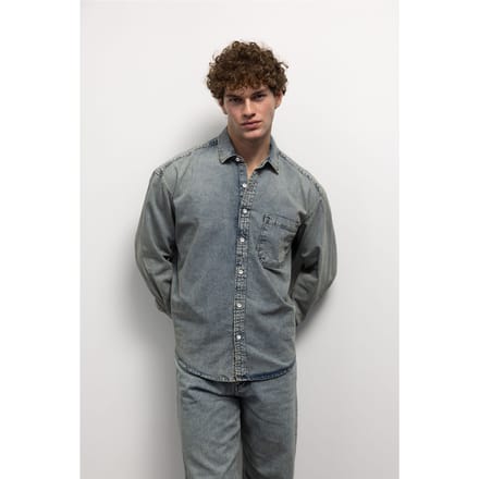 Regular Fit Denim Overhemd met Knopen en Zak