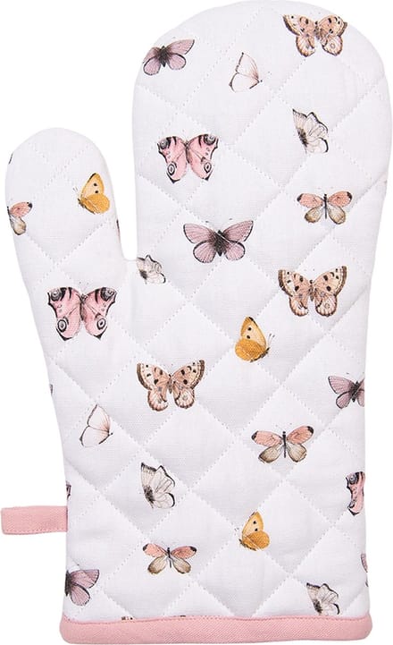 Clayre & Eef Ovenwant 18x30 cm Beige Roze Katoen Vlinders