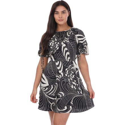 Ted Baker Dames/Dames Faridda Gedrukte Mini Jurk met Pofmouwen (Zwart)