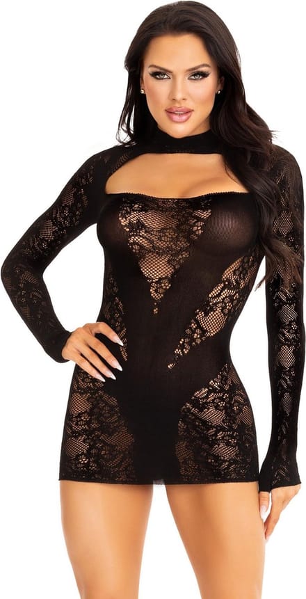 Mini dress with gloved sleeves