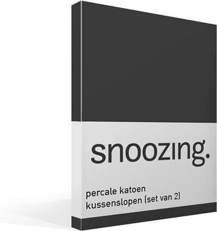 Snoozing - Percale katoen - Kussenslopen - Set van 2 - 60x70 cm - Antraciet