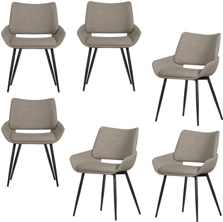 WOOOD Parade Eetkamerstoelen - Melange Stof - Zand - Set van 6