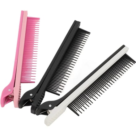 3pcs Peigne à Crêper pour Coiffeur Séparation Fer Plat Peigne Accessoire Clip On Coloration Coiffure pink
