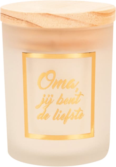 Geurkaars - Small scented candle - Oma, jij bent de liefste - Wit goud - 8x6x6cm