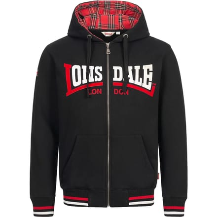 Lonsdale Heren sweatjas met capuchon en ritssluiting, normale pasvorm NATEBY