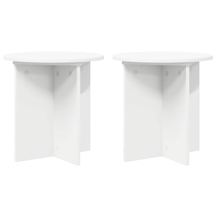 vidaXL - Plantenstand - 2 - st - Wit - Ø40 - x - 40 - cm - Bewerkt - hout