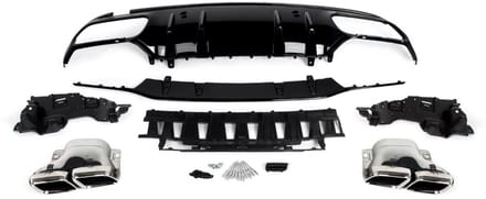 Diffuserkit Vistaro - Achterdiffuser met Uitlaattips - Voor Mercedes C-Klasse W205 Sedan AMG-Line (2014-2021) - Auto Accessoires